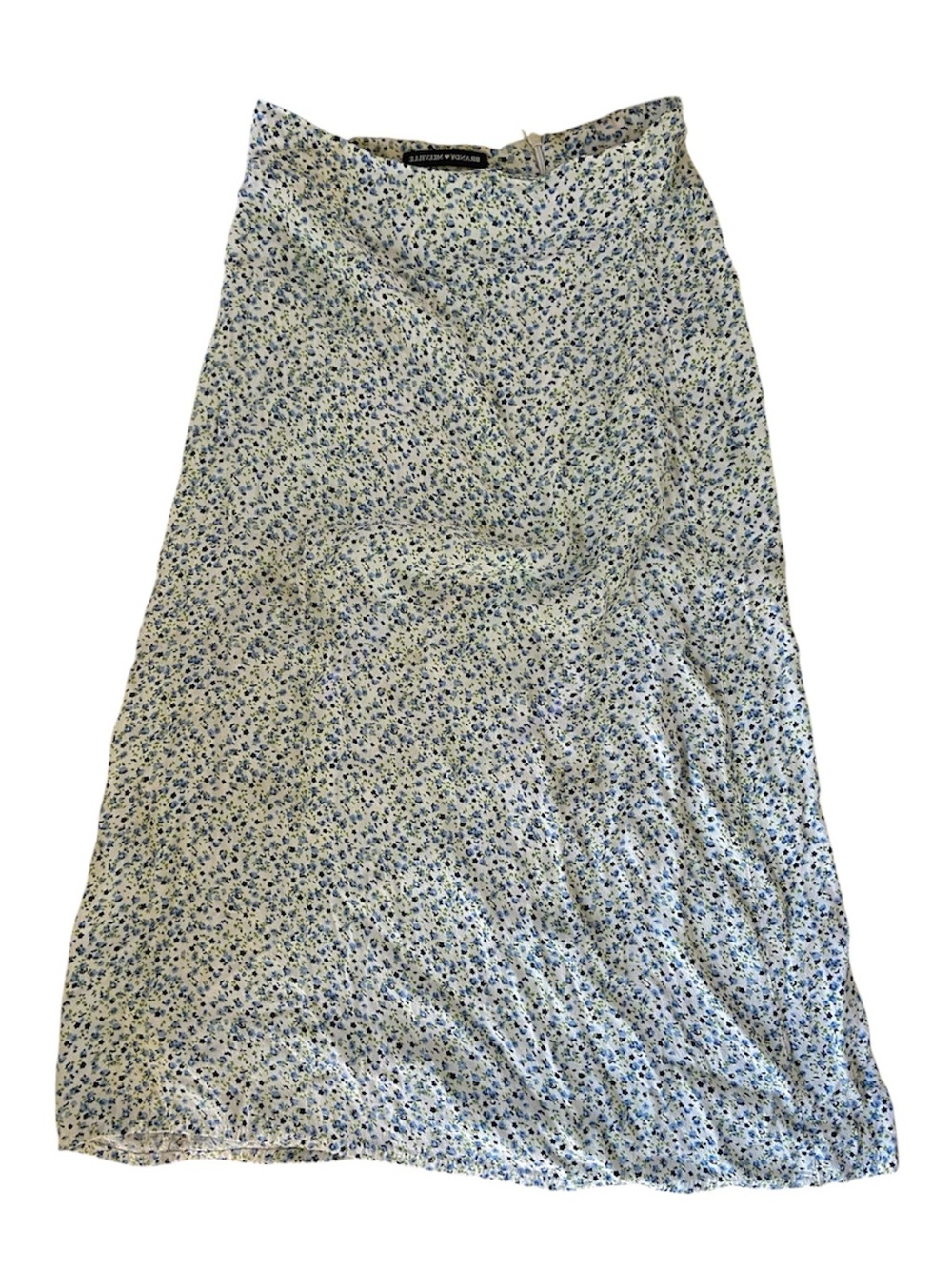 Brandy Melville White Midi Floral Skirt Blue Green